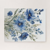 花の束エレガント水色 ジグソーパズル (横)