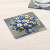 花の束エレガント水色 スクエアペーパーコースター (アングル)