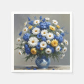 花の束エレガント水色 スタンダードカクテルナプキン (正面)