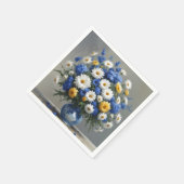 花の束エレガント水色 スタンダードカクテルナプキン (角)