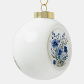 花の束エレガント水色 セラミックボールオーナメント (左)