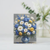 花の束エレガント水色 ポストカード (スタンド正面)