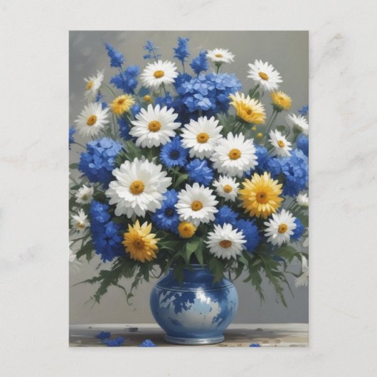 花の束エレガント水色 ポストカード (正面)