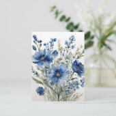 花の束エレガント水色 ポストカード (スタンド正面)