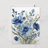 花の束エレガント水色 ポストカード (正面/裏面)