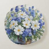 花の束エレガント水色 ラウンドクッション (裏面)