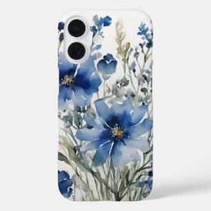花の束エレガント水色 iPhone 16ケース