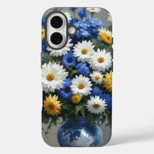 花の束エレガント水色 iPhone 16ケース