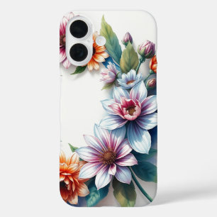 花の束エレガント水色 iPhone 16ケース