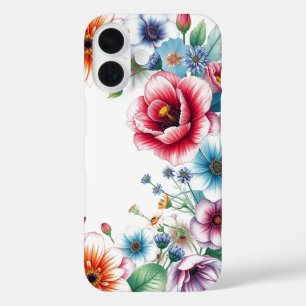 花の束エレガント水色 iPhone 16ケース