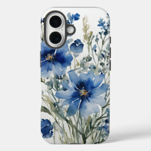 花の束エレガント水色 iPhone 16ケース