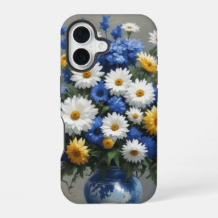 花の束エレガント水色 iPhone 16ケース