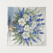 花の束 エレガントな水彩画 タペストリー (正面(横))