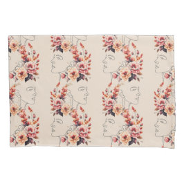 花の枕ケースレディ顔の輪郭 枕カバー