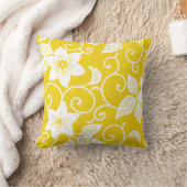花の枕-レモン色のパターン クッション (ブランケット)