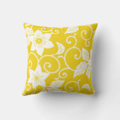 花の枕-レモン色のパターン クッション (裏面)