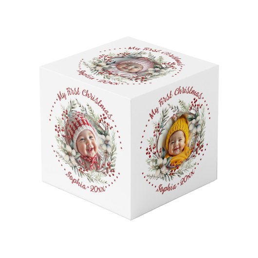 花の果実のフォトキューブとクリスマスリース フォトキューブ (正面アングル)