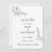 花の枝とインクの滴の保存日付 招待状 (正面)