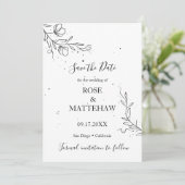 花の枝とインクの滴の保存日付 招待状 (スタンド正面)