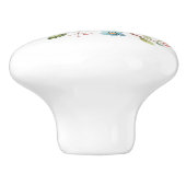 花の枝にパッチワーク松の鳥 セラミックノブ (側面)