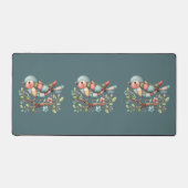 花の枝にパッチワーク松の鳥 デスクマット (正面)