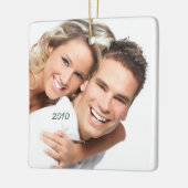 花の枝にヴィンテージの鳥の写真 セラミックオーナメント (左)