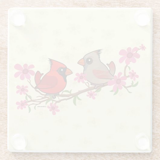 花の枝の北の(鳥)ショウジョウコウカンチョウ ガラスコースター (裏面)