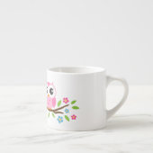 花の枝名前入りな名前のかわいいフクロウ エスプレッソカップ (右)