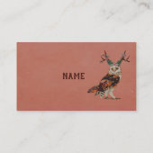 花の枝角のフクロウの名刺 名刺 (裏面)