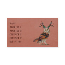 花の枝角のフクロウの名刺