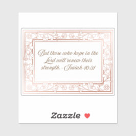 花の枠と聖書の聖句イザヤ40:31 シール