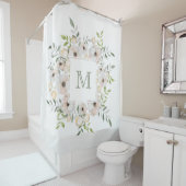 花の枠のシャワーカーテンにあなたのモノグラム シャワーカーテン (インサイチュ)