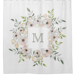 花の枠のシャワーカーテンにあなたのモノグラム シャワーカーテン