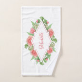 花の枠のタオルのセットのモノグラム バスタオルセット (ハンドタオル)