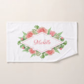 花の枠のタオルのセットのモノグラム バスタオルセット (ハンドタオル)