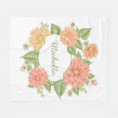 花の枠のフリースブランケット フリースブランケット (正面(横))