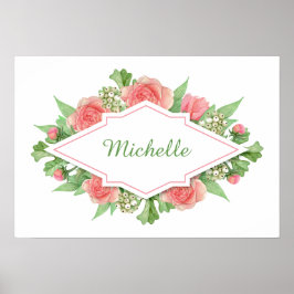 花の枠のポスターのカスタム名前 ポスター