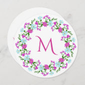 花の枠のモノグラムカスタム招待状 招待状 (正面/裏面)