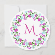 花の枠のモノグラムカスタム招待状