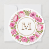 花の枠のモノグラムカスタム招待状 招待状 (正面)