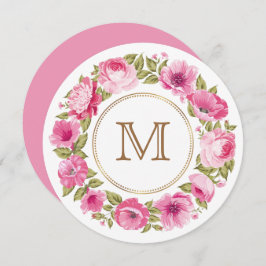 花の枠のモノグラムカスタム招待状 招待状