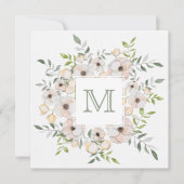 花の枠のモノグラムカスタム招待状 招待状 (正面)