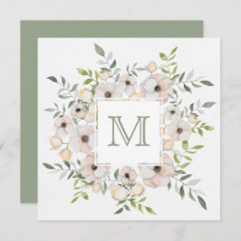 花の枠のモノグラムカスタム招待状 招待状