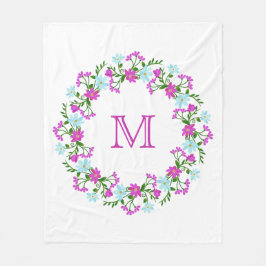花の枠のモノグラムフリースブランケット フリースブランケット
