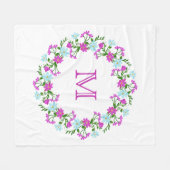 花の枠のモノグラムフリースブランケット フリースブランケット (正面(横))