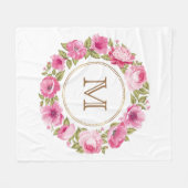 花の枠のモノグラムフリースブランケット フリースブランケット (正面(横))