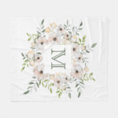 花の枠のモノグラムフリースブランケット フリースブランケット (正面(横))