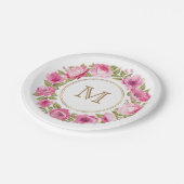 花の枠のモノグラム紙プレート ペーパープレート (アングル)