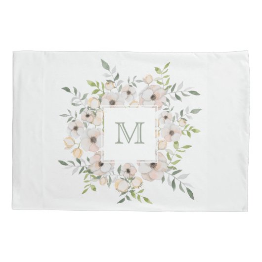 花の枠の枕カバー内のモノグラム 枕カバー (裏面)