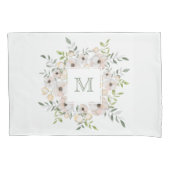 花の枠の枕カバー内のモノグラム 枕カバー (正面)